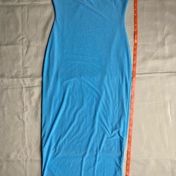 Sparkle Bandeau Blue Strapless Dress - Picture 11 of 13